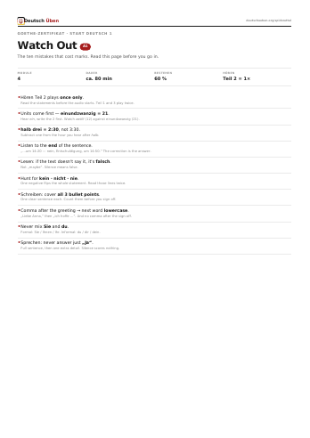 First page of the A1 Spickzettel
